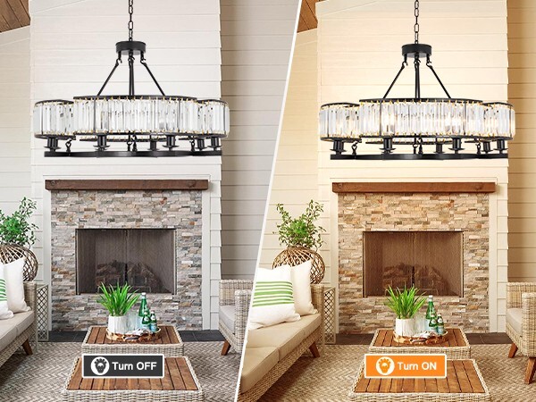 8-head black simple American crystal chandelier E14 *8 without bulbs gallery