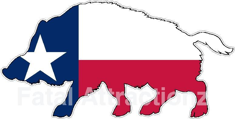 Texas State Flag Wild Hog Vinyl Sticker Decal TX boar pig hunting gallery