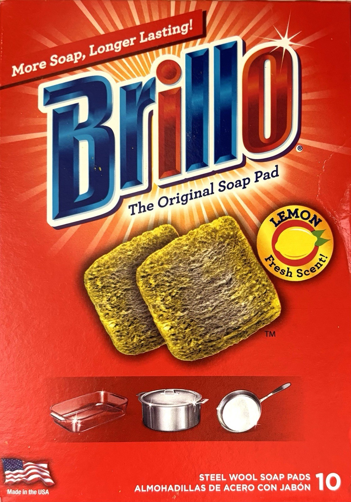 NEW SEALED 2 Boxes Brillo Steel Wool Soap Pads Lemon Fresh Scent 10/Box=20 Pads gallery