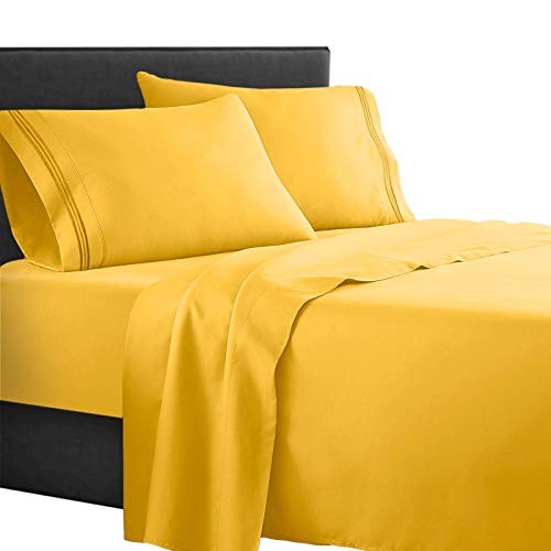 Supreme 1500 Collection 4pc Bed Sheet Set - Size Queen Yellow gallery