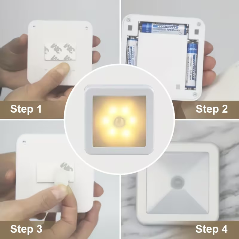 Motion Sensor LED Night Light Battery Powered Indoor Closet Cabinet Wall Cabinet gallery