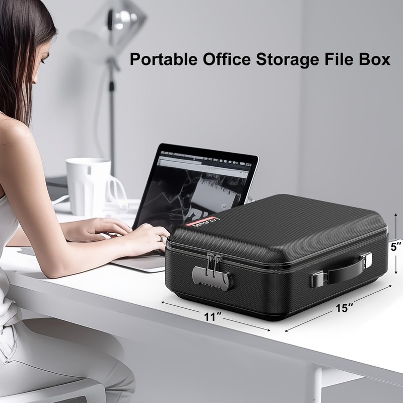 Fireproof Document Box with Lock | Waterproof Hard-Shell Organizer for Documents gallery