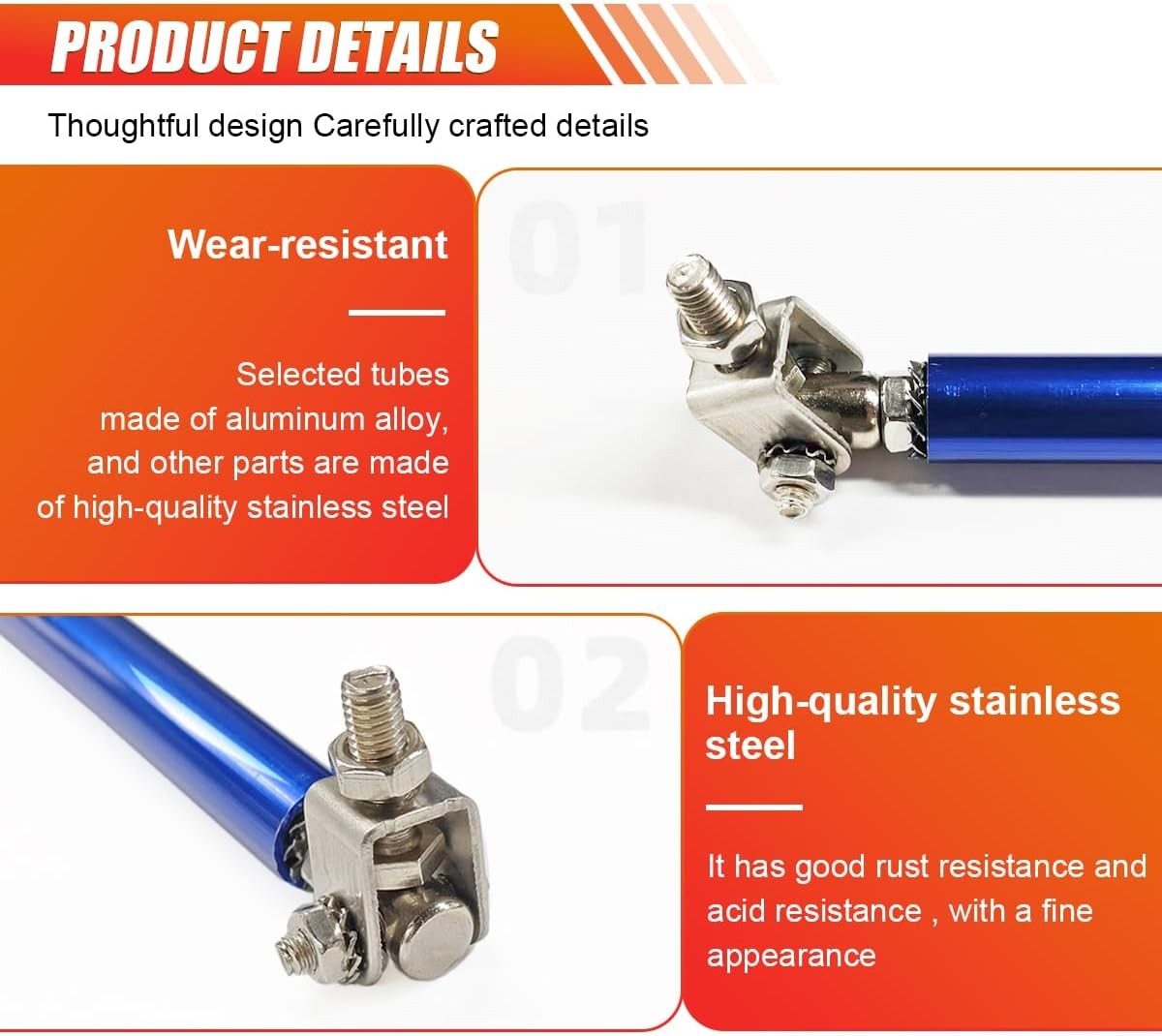 2PCS 8"-11" Adjustable Splitter Strut Rods, Car Front Bumper Lip S Color: Blue gallery