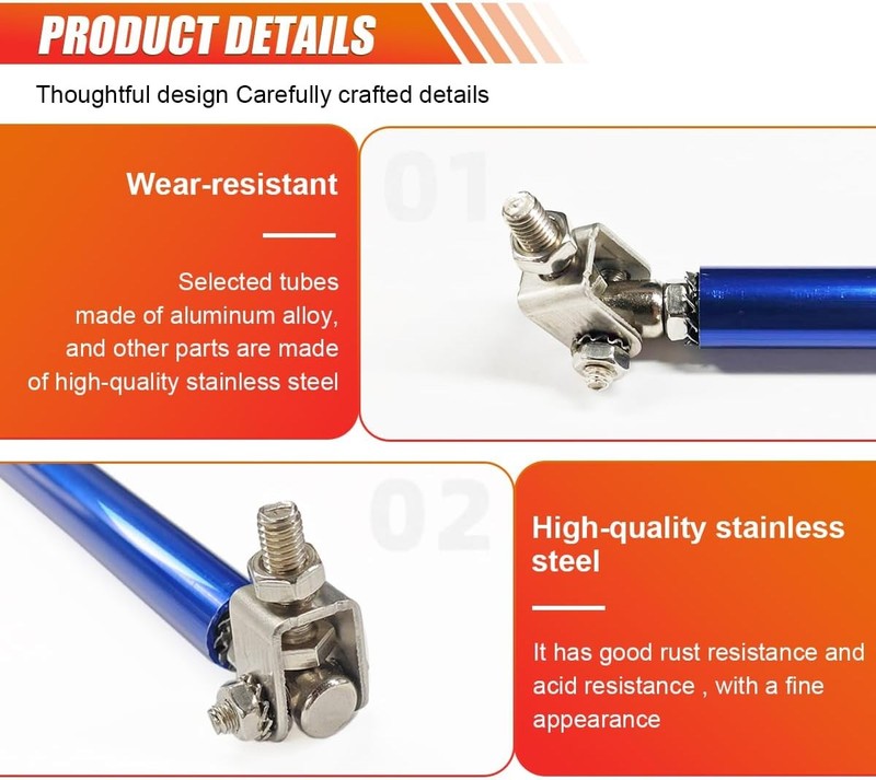 2PCS 8"-11" Adjustable Splitter Strut Rods, Car Front Bumper Lip S Color: Blue gallery