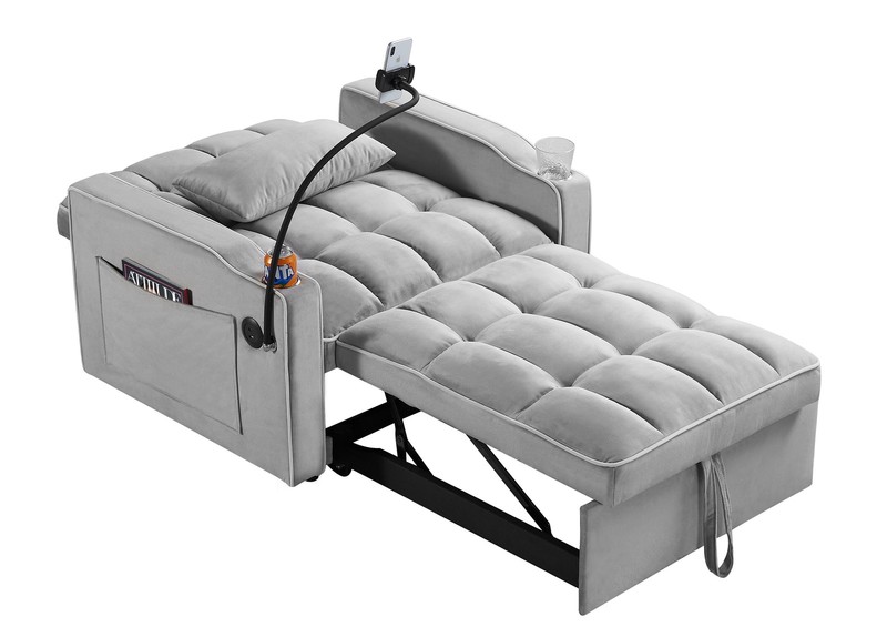 Adjustable Sofa Bed 3-in-1 Convertible Chair Sleeper Bed with Type C & USB Port gallery