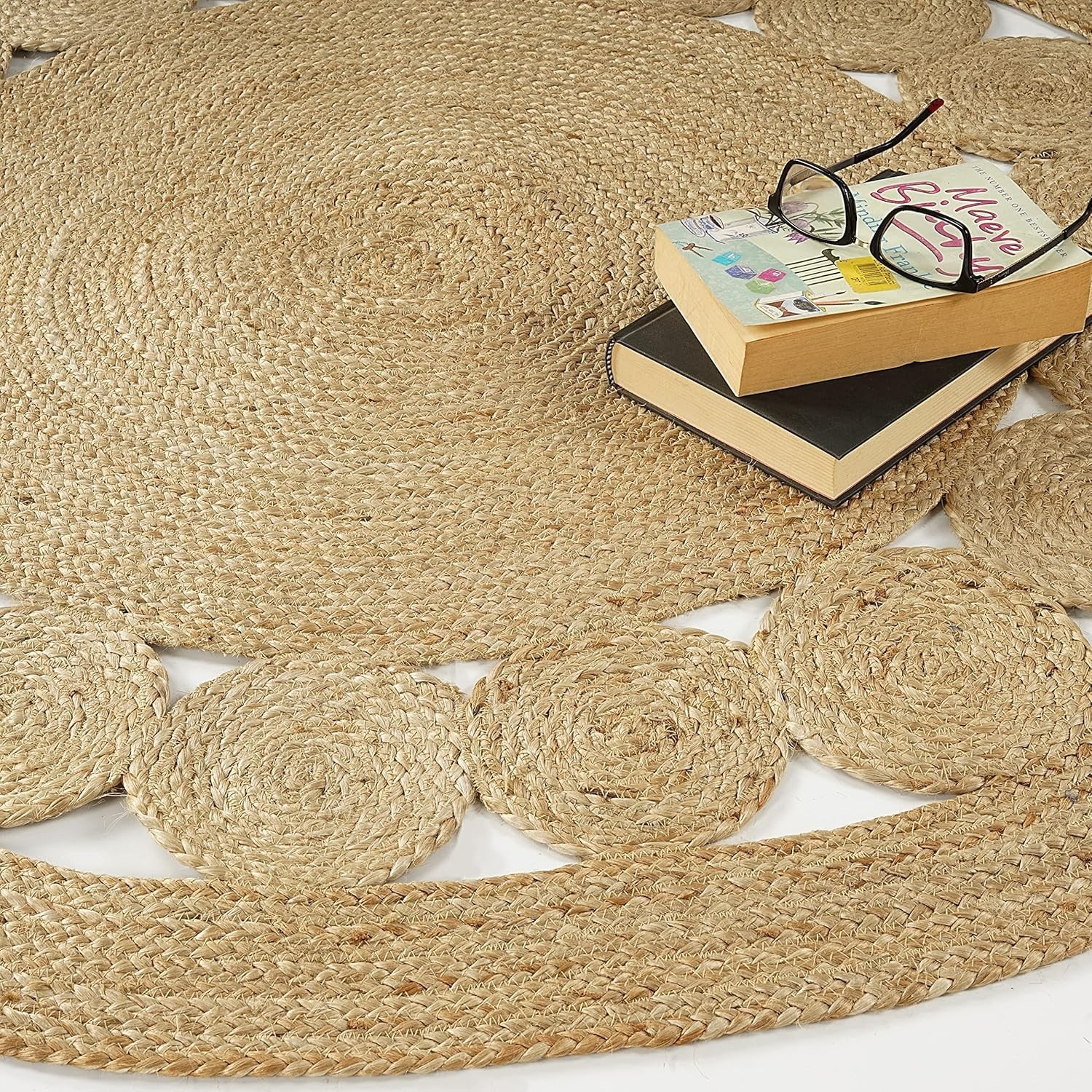 Handmade Natural Fiber 8ft Round Jute Area Farmhouse Boho Style Rug gallery