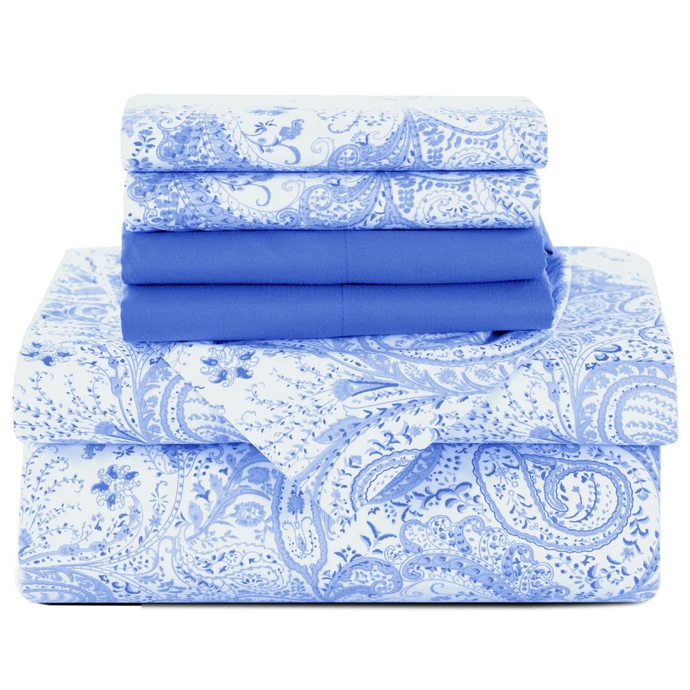 Lux Decor 6Pc Paisley Sheet Set Soft Microfiber Wrinkle Free Luxurious Printed