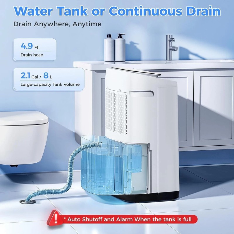 5000 Sq Ft 80 Pint Dehumidifier for Basement Home Large Room w/ Drain Hose Smart gallery
