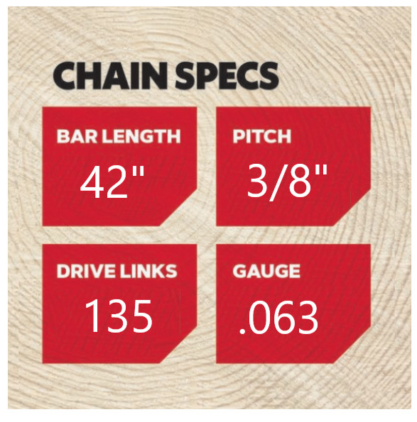 42" Bar & 2x Full Chisel Skip Chains For Husqvarna 61, 423RNDD009 / 75EXJ135G(2) gallery