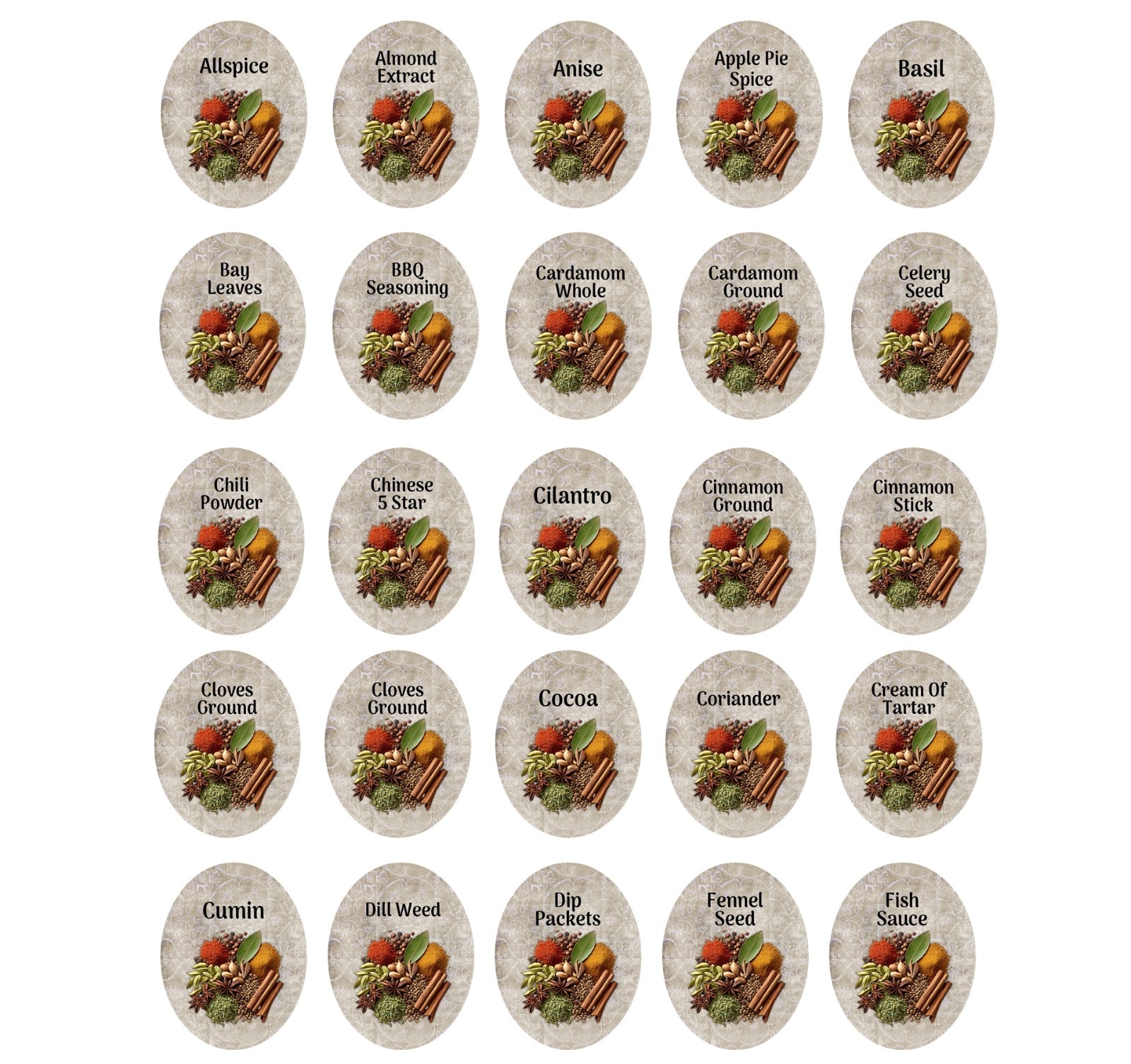 Labels For Your Spice Jars - Set Of 64 Colorful Labels & 11 Blank (75 Labels) gallery