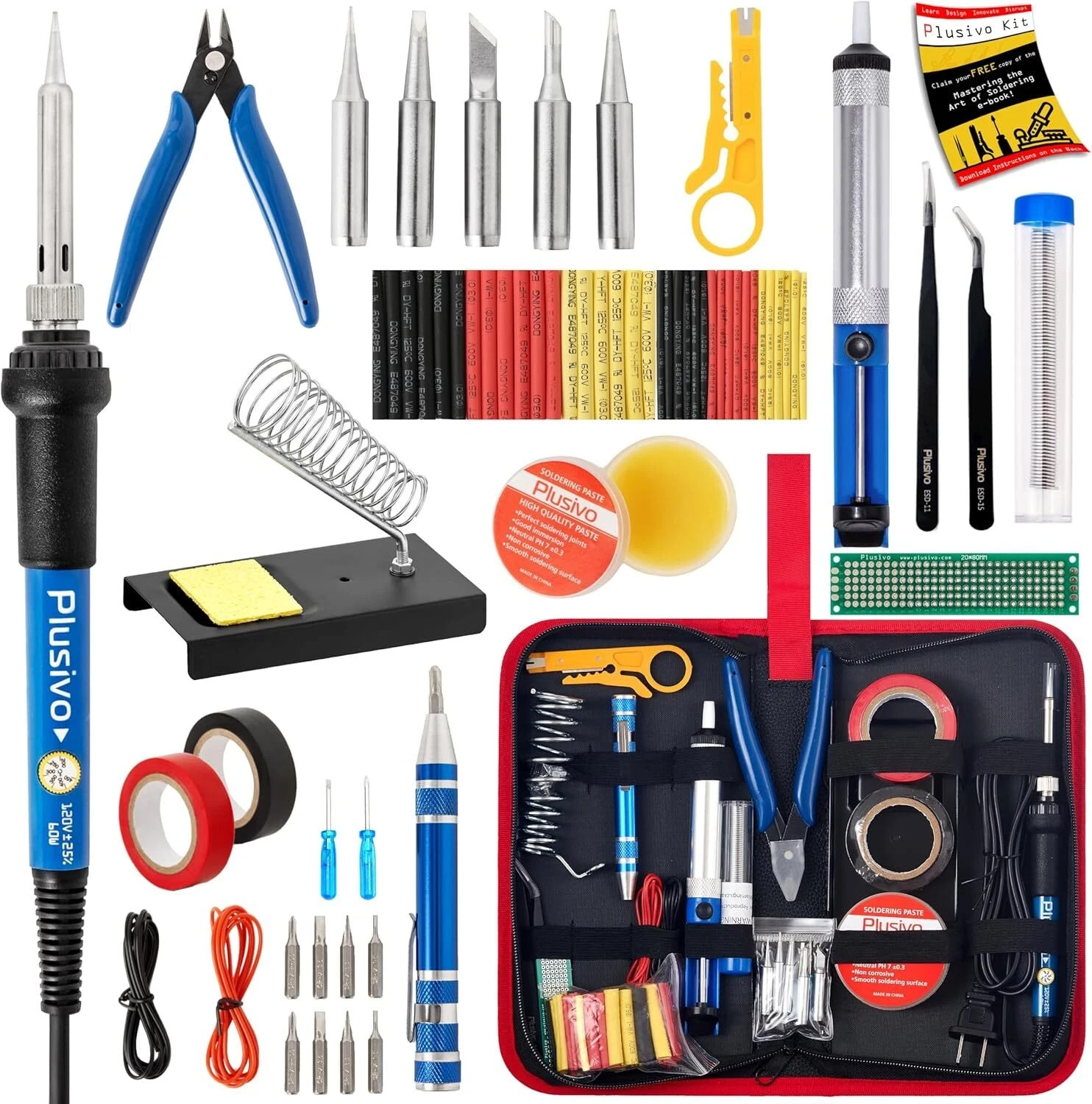 Soldering Iron Kit, 60W Adjustable Temperature 25-in-1, 5pcs Tips, Solder Wire, gallery