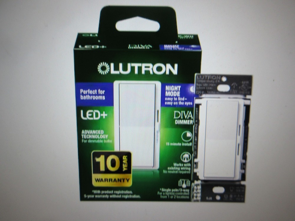 Lutron Diva LED+ Dimmer Switch with Night Mode for Dimmable LED Bulbs White