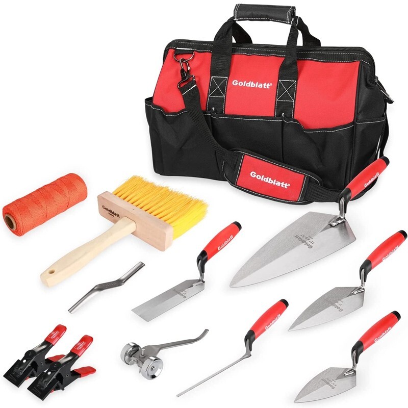 Goldblatt 12PCS Masonry Hand Tool Set Tuck Pointing Trowel Skate String Line Kit gallery