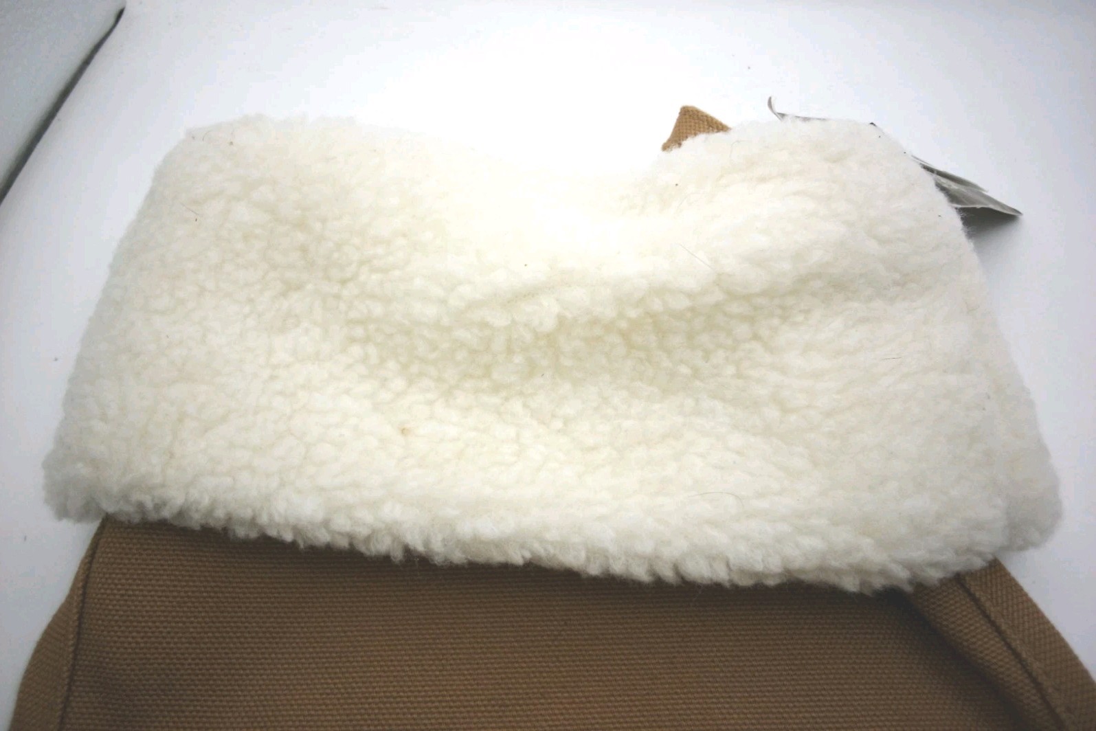 Carhartt Brown Christmas Stocking White Fleece Cuff Front Pocket Fur Lined gallery