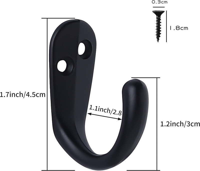 20PCS Coat Hooks Wall Mounted Single Prong Robe Hook for Hanging Towel Hooks wit gallery