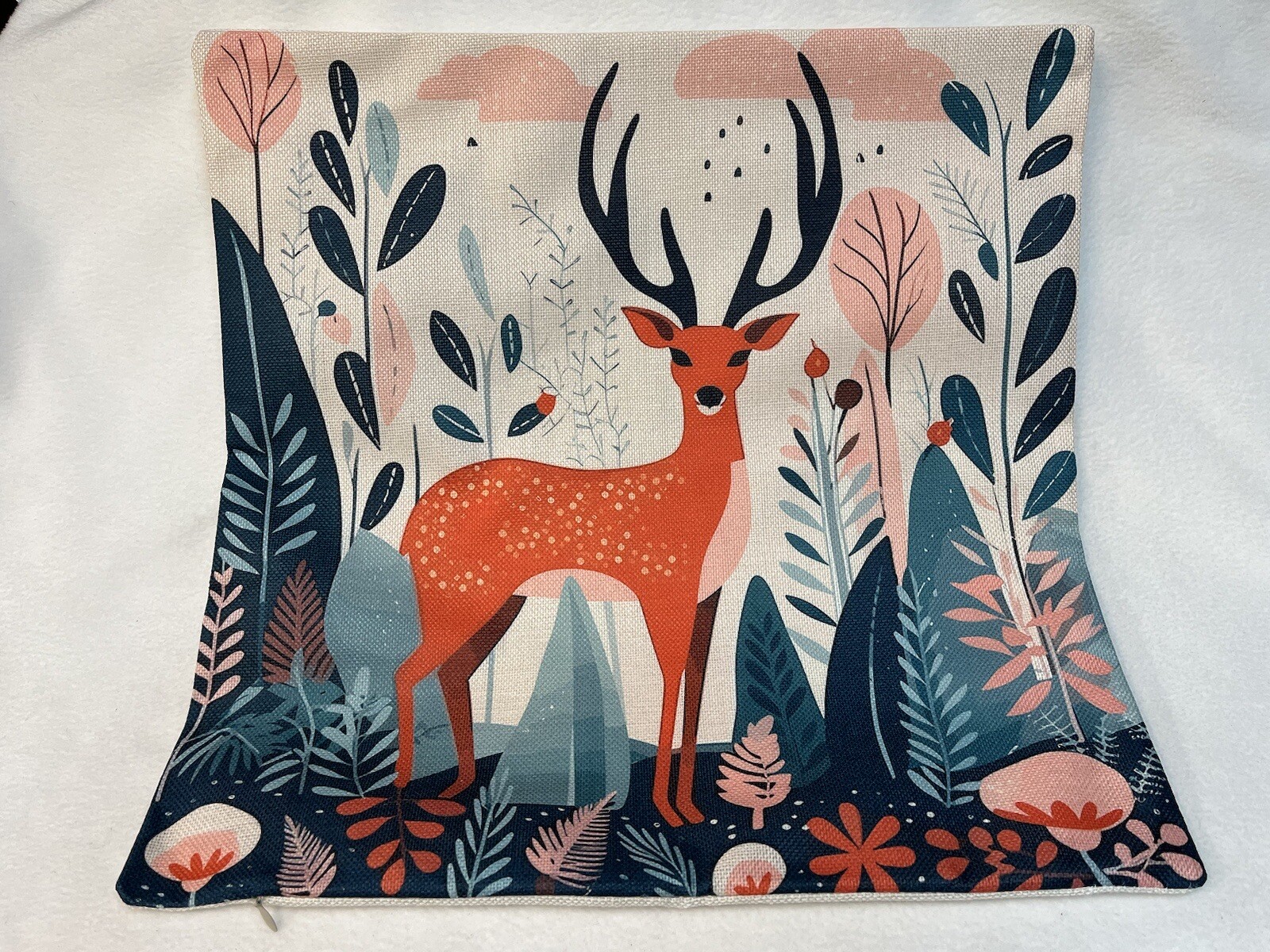 Deer Trees Nature Scandinavian Nordic Throw Pillow Cover 18x18 Home Decor gallery