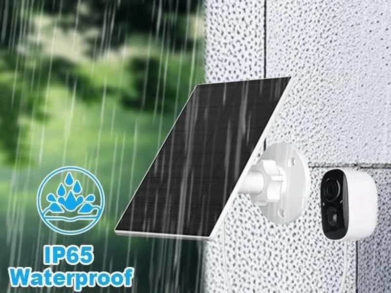Solar Panel for Security Camera, 2 Pack 2W Solar Charger with Micro USB & USB-C gallery