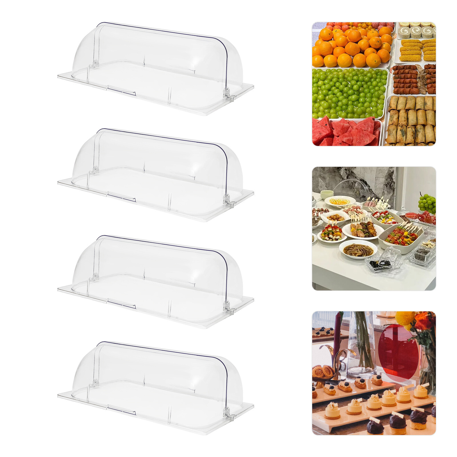 4 Pack Clear Roll Top Food Proof Cover Cover Chafing Dish Clear Display Cover gallery