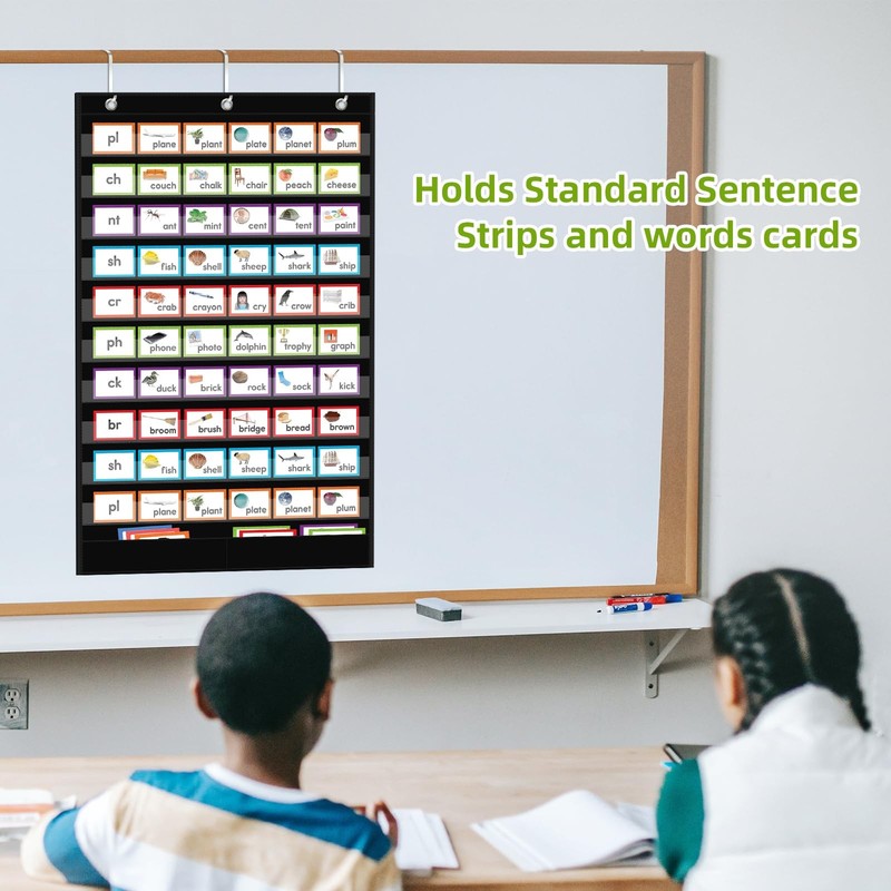 Large 10+2 Pockets Standard Pocket Chart Storage Organizer Fits 45x28 In gallery