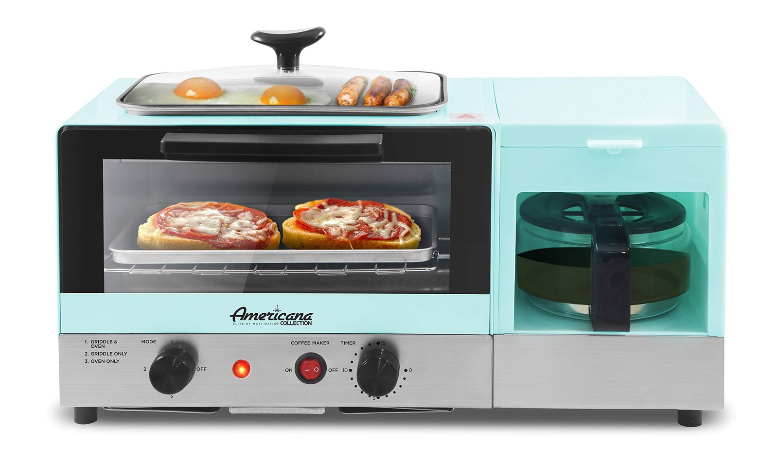 Americana 3 in 1 Multifunction Breakfast Center Toaster Oven Coffee Maker Gri... gallery
