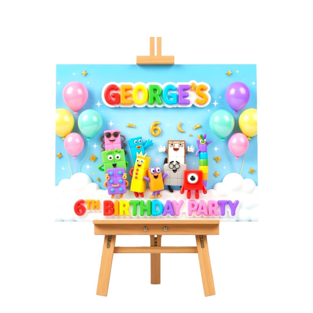 Personalised Printed Number Blocks Birthday Foam Board Event Welcome Sign A3 gallery
