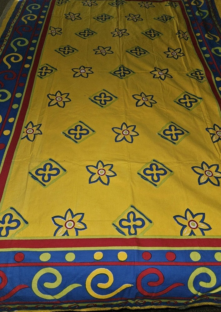 Sacred Threads Boho Abstract Flowers Cotton Tablecloth Or Wall Hanging 84 x 58
