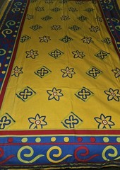 Sacred Threads Boho Abstract Flowers Cotton Tablecloth Or Wall Hanging 84 x 58