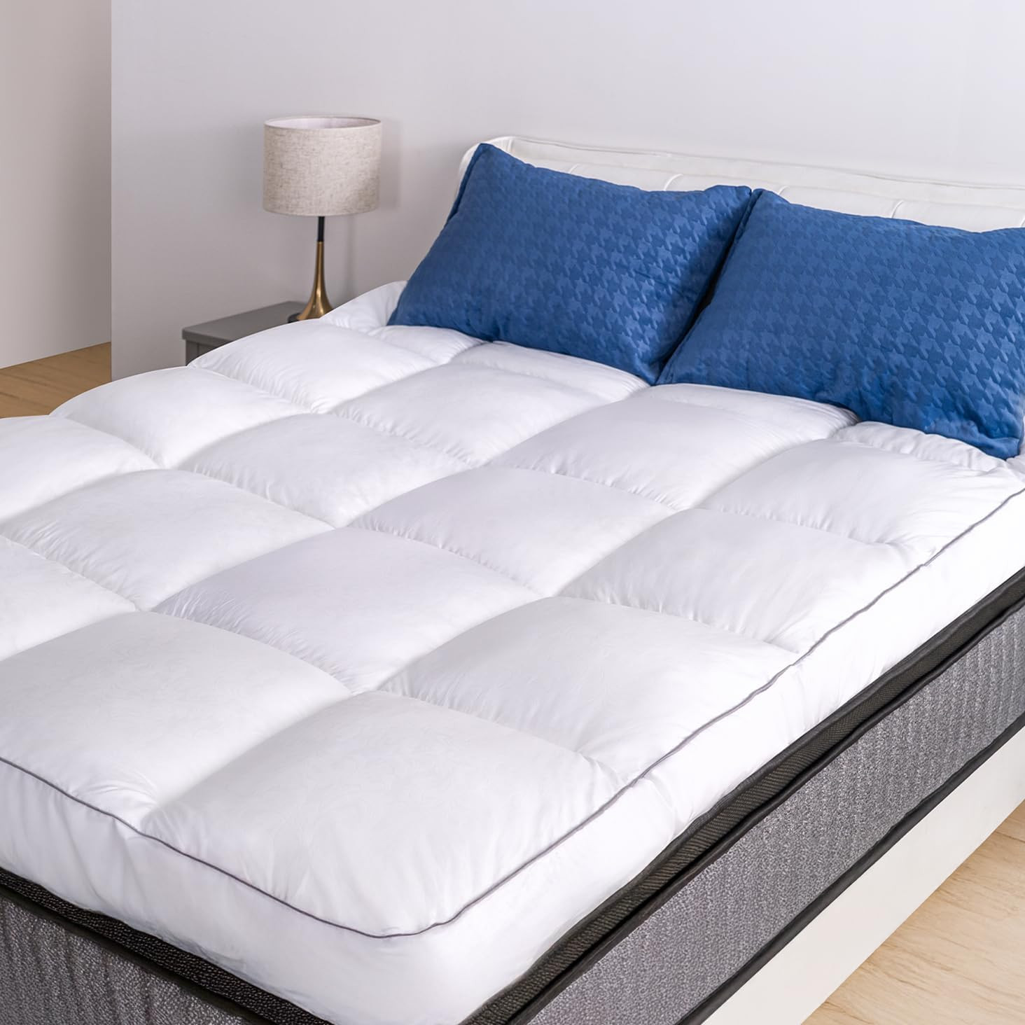 Mattress Topper Full Cooling Plush Pillow Top Mattress Pad Feather Bed Topper, E gallery