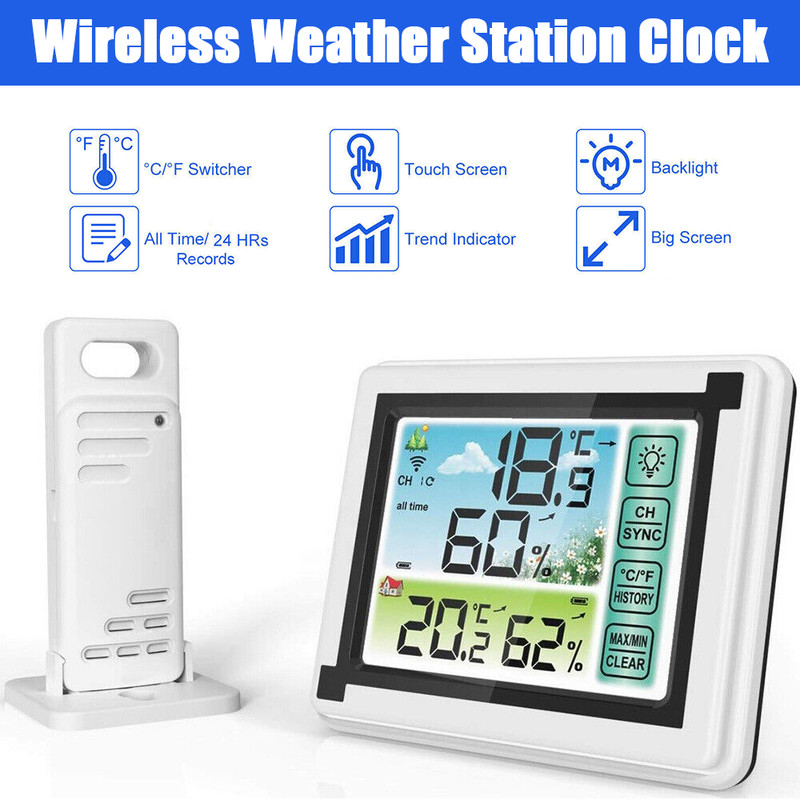 Digital LCD Display Thermometer Wireless Indoor & Outdoor Weather Station 24HRs gallery