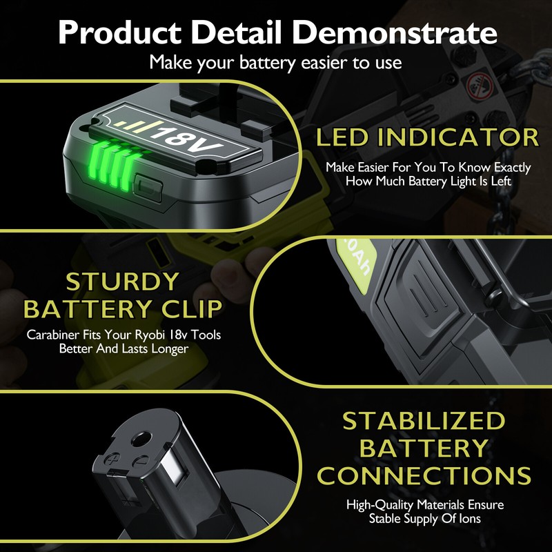 PACK 4Ah For RYOBI 18V One+ Plus High Capacity Compact Battery 4Ah PBP003 P189 gallery