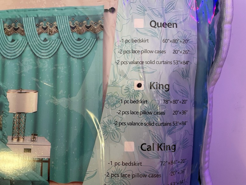 King Teal Solid Bed Skirt Set 5pc, 78 x 80 in, 20 in Drop, Polyester gallery