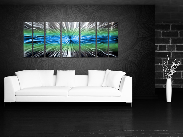 Modern Contemporary Abstract Metal Wall Art Sculpture Blue Painting Home Decor . gallery