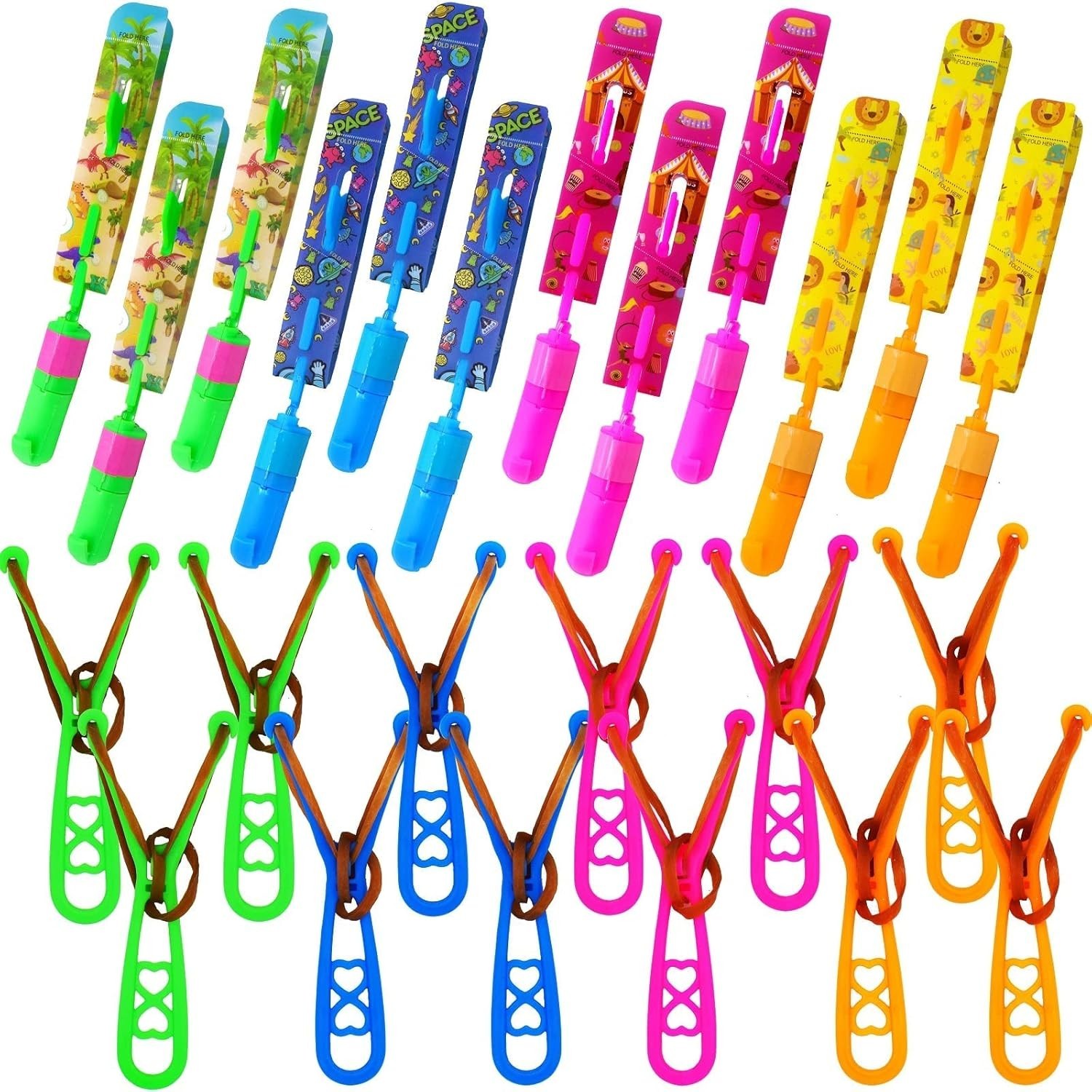 Rocket Slingshot Flying Toys with LED Lights - 12 Pcs Kids Outdoor Game with gallery