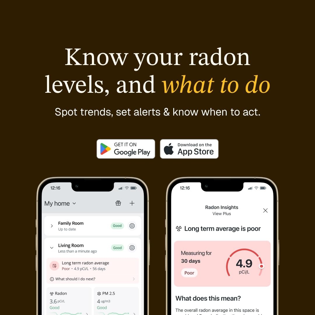 Airthings 325 Corentium Home 2 Smart Digital Radon Detector - 1 Pack, Black gallery