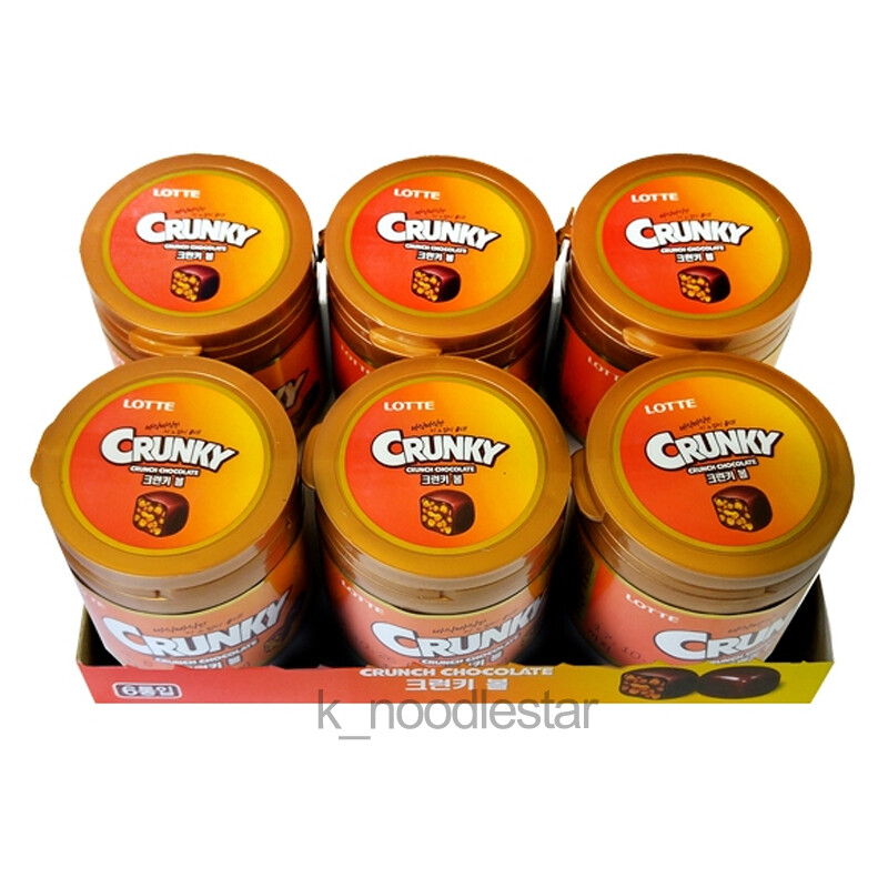 Lotte Crunky Chocolate Coated Balls Bite Sized Crunch Korean Snack 2.7 oz × 6 p gallery