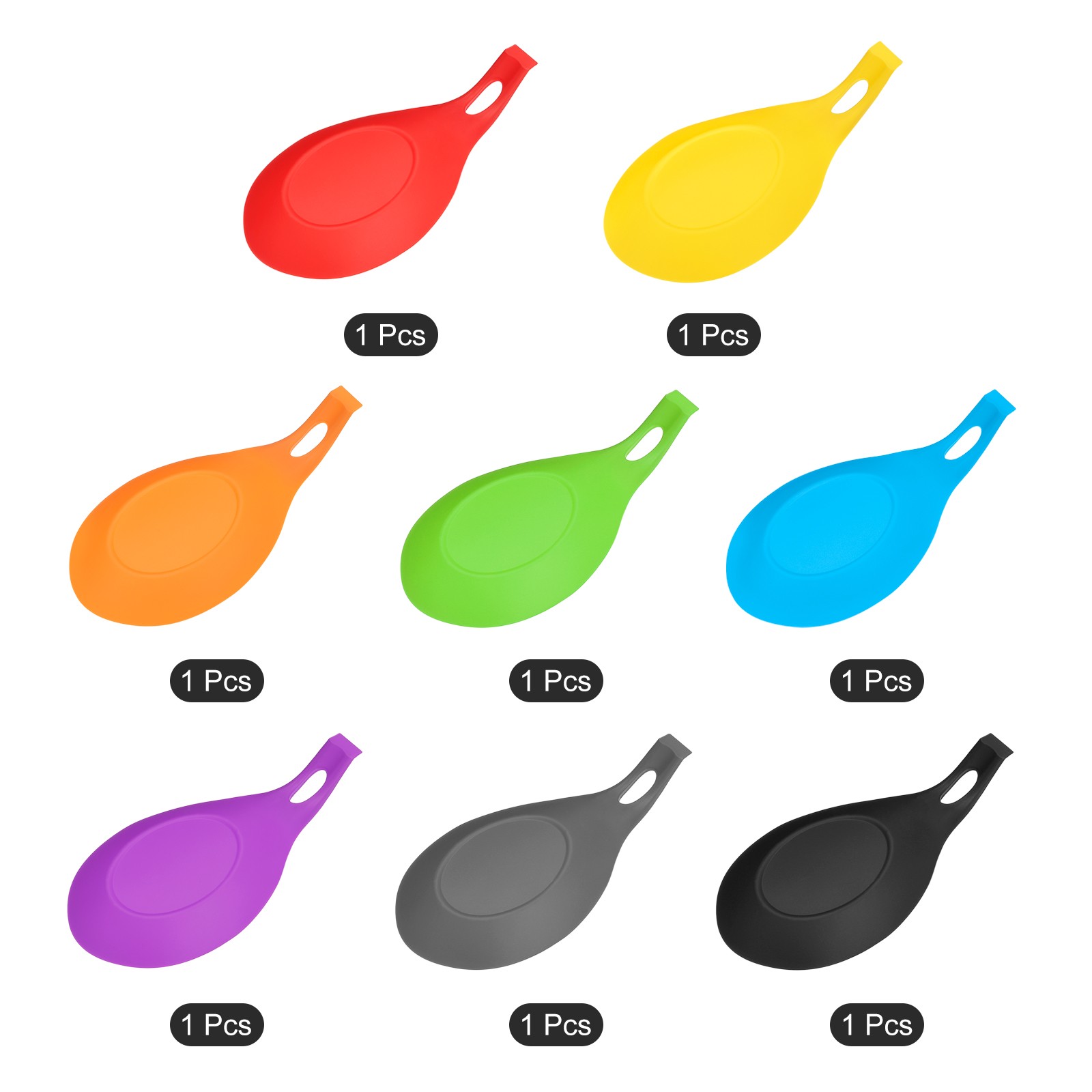 3.74" Heat Resistant Silicone Spoon Rest Kitchen Utensil Holder, 8 Color in 1Set gallery