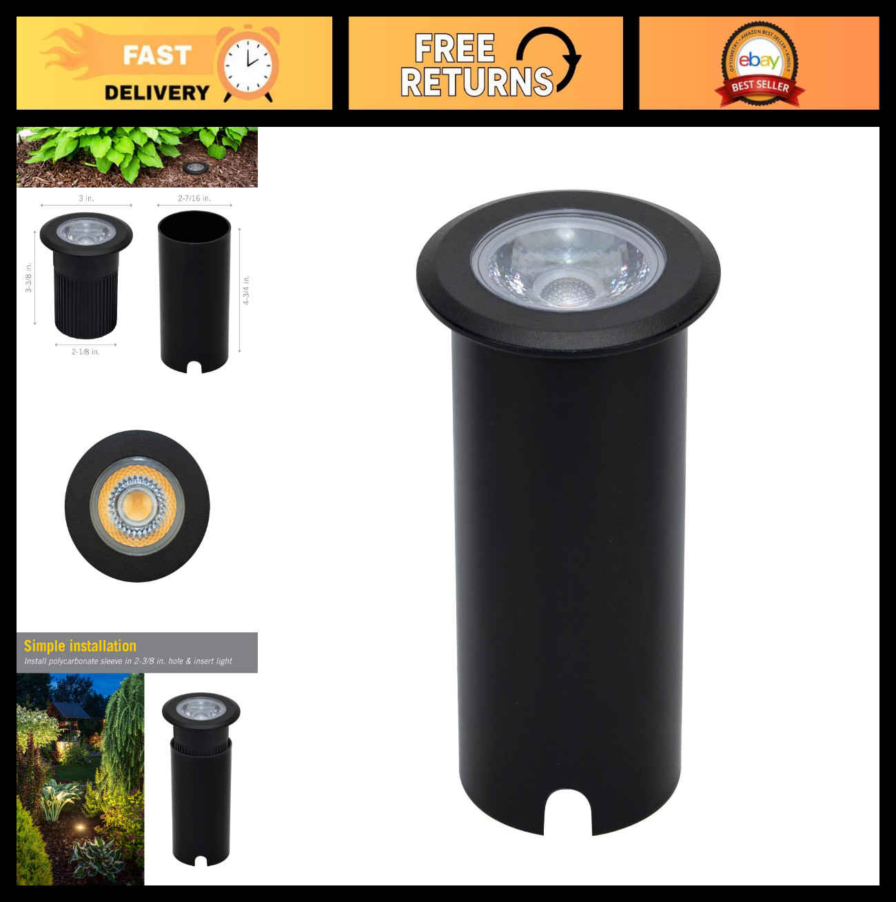 10W Inground LED Landscape Light - Bright White 4000K, Waterproof, Outdoor Light gallery