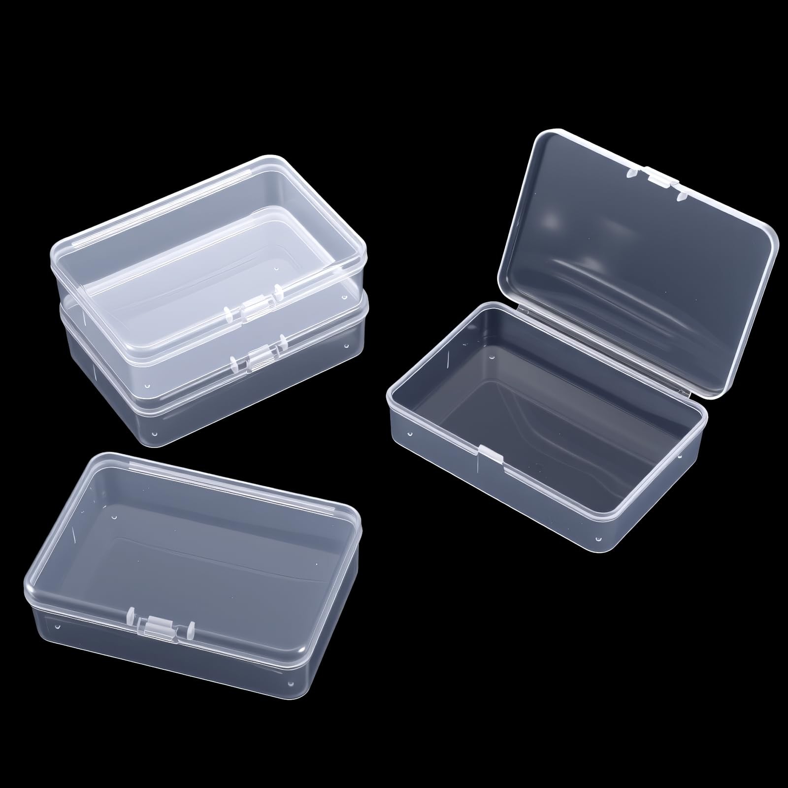4 Pcs Mini Clear Plastic 9.5x6.5x2.5cm (3.7x2.5x1 inches), transparent gallery