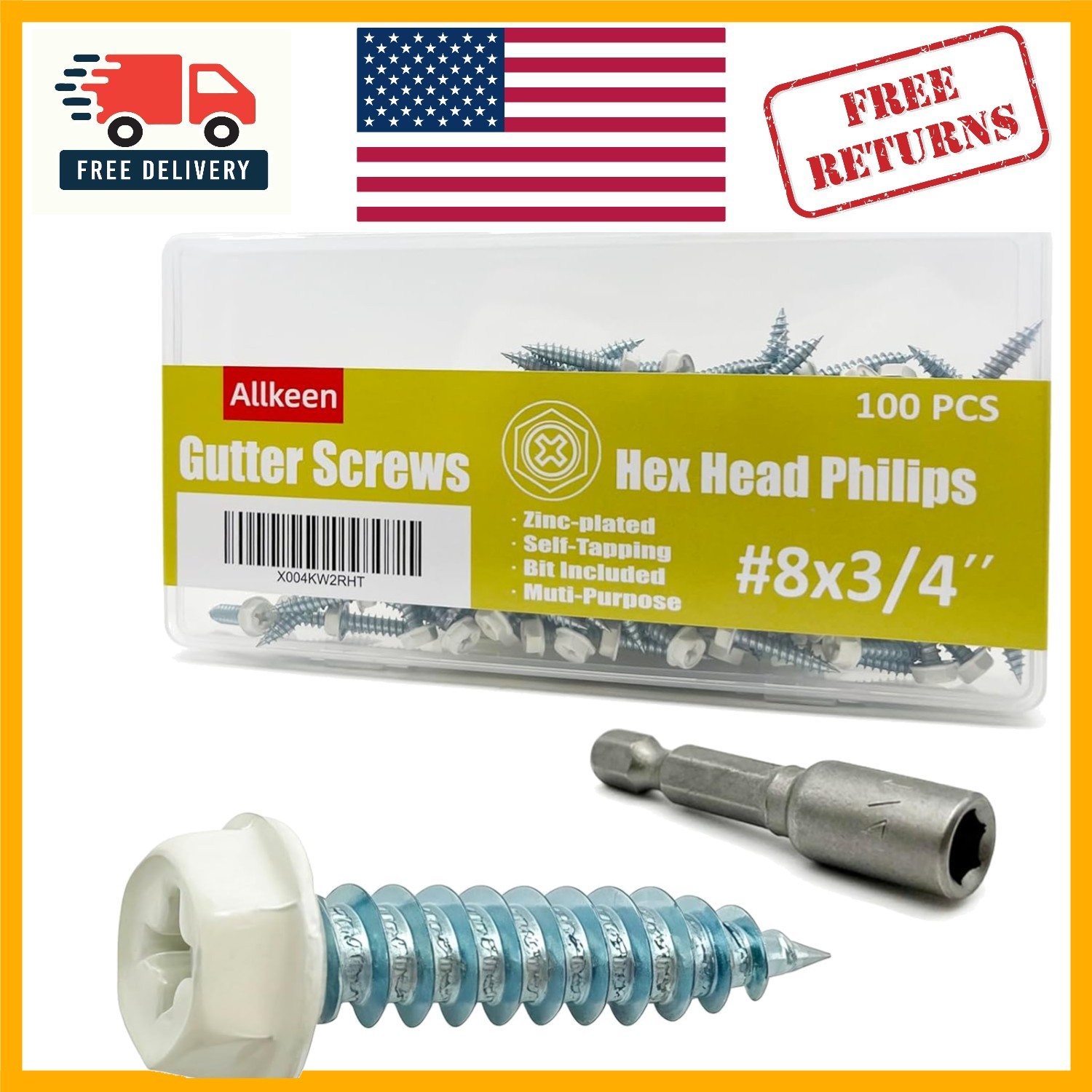 Professional Quality 3/4" White Painted Self-Tapping Screws - 100 Pack Included gallery