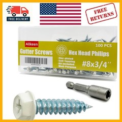 Professional Quality 3/4″ White Painted Self-Tapping Screws – 100 Pack Included