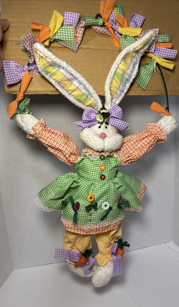 Spring Easter Plush Bunny Door Decor Rabbit Garland Home Party Wall Hanging