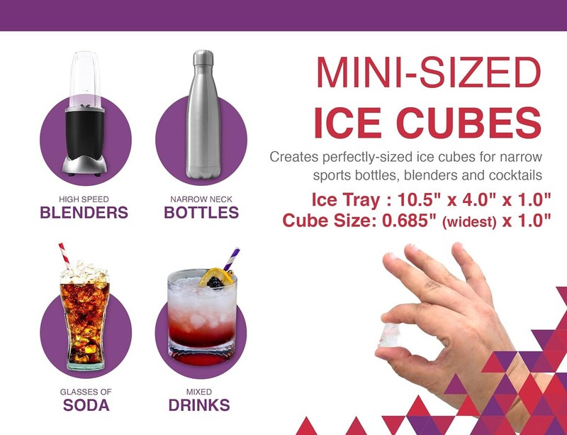 Arrow Small Ice Cube Trays for Freezer, Ice Coffee and Blenders, 3 Pack, 60 Mini gallery