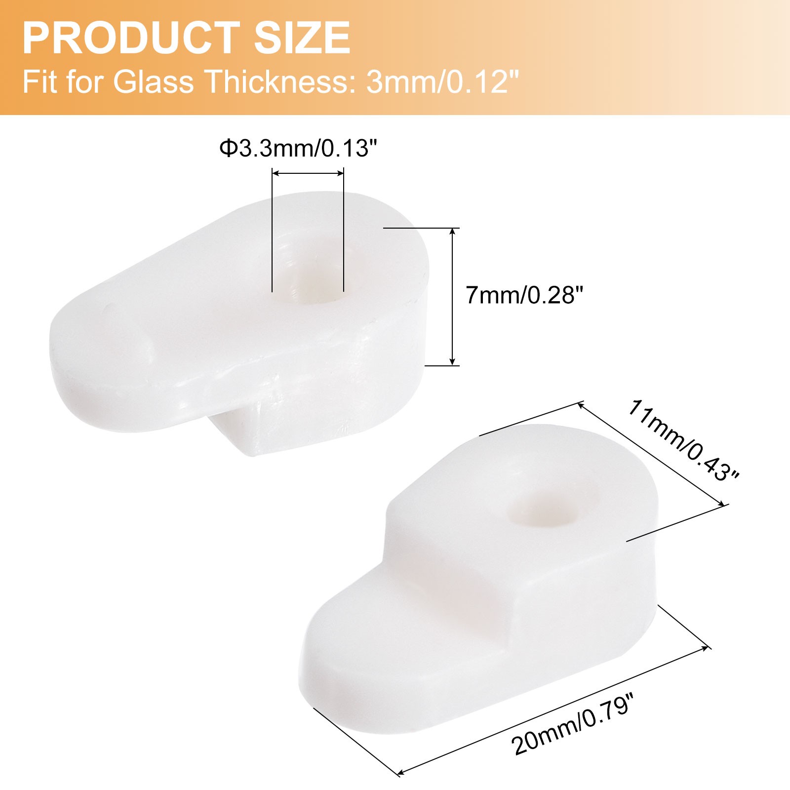60 Set 20mm Plastic Glass Retainer Clips Kit for 3mm Thick Glass White gallery