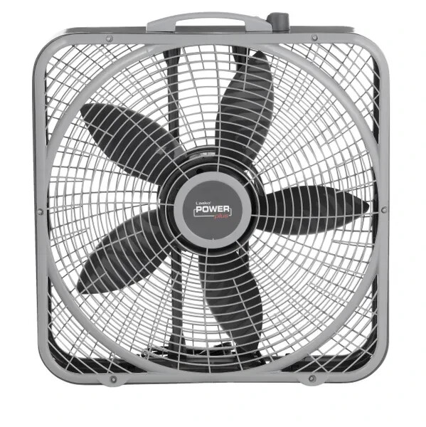 Lasko Box Fan Gray Weather-Shield Motor Steel Body Innovative Wind Ring 3-Speed gallery