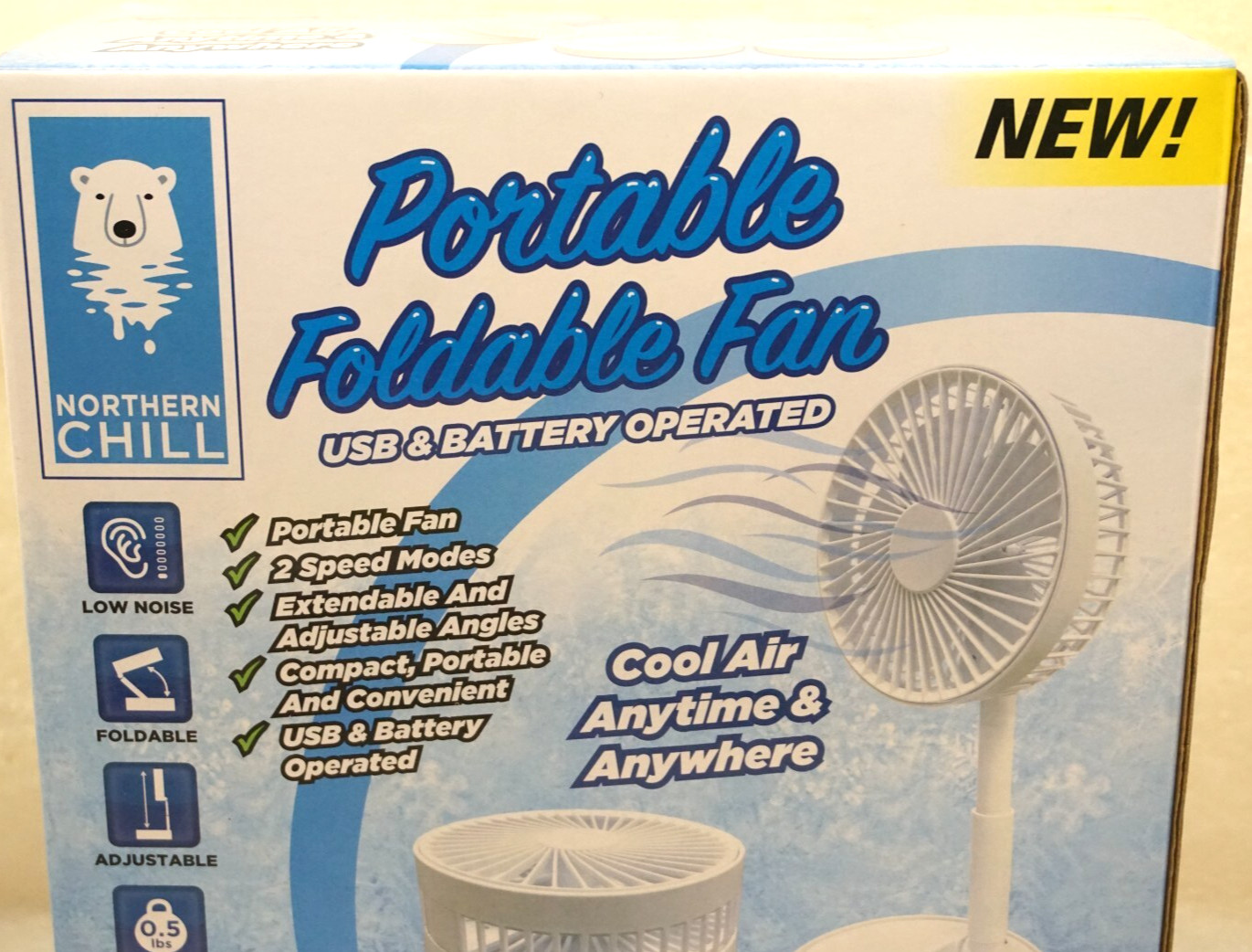 Northern Chill Portable Foldable Fan Cool Air Anytime & Anywhere USB & Battery gallery