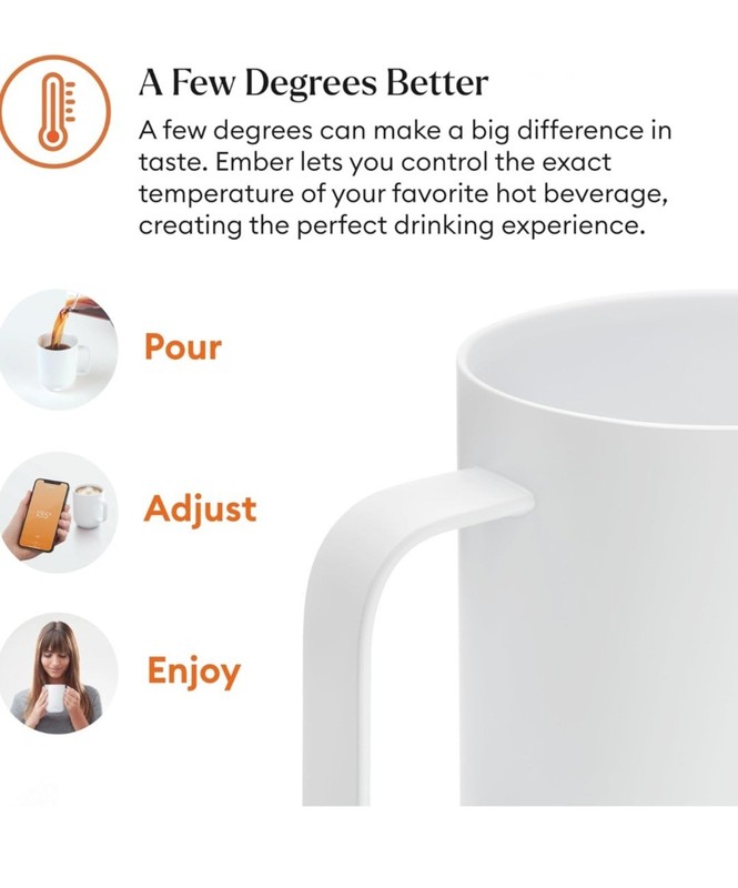 Ember Temperature-Control Smart Mug 2, 414 ml, White, 80 min. Battery Life - App gallery