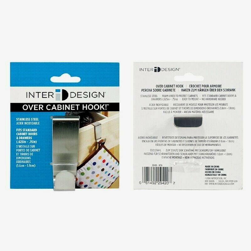 InterDesign Over Cabinet HOOK Small Kitchen 3-1/4" Brushed Nickel Silver 29420 gallery