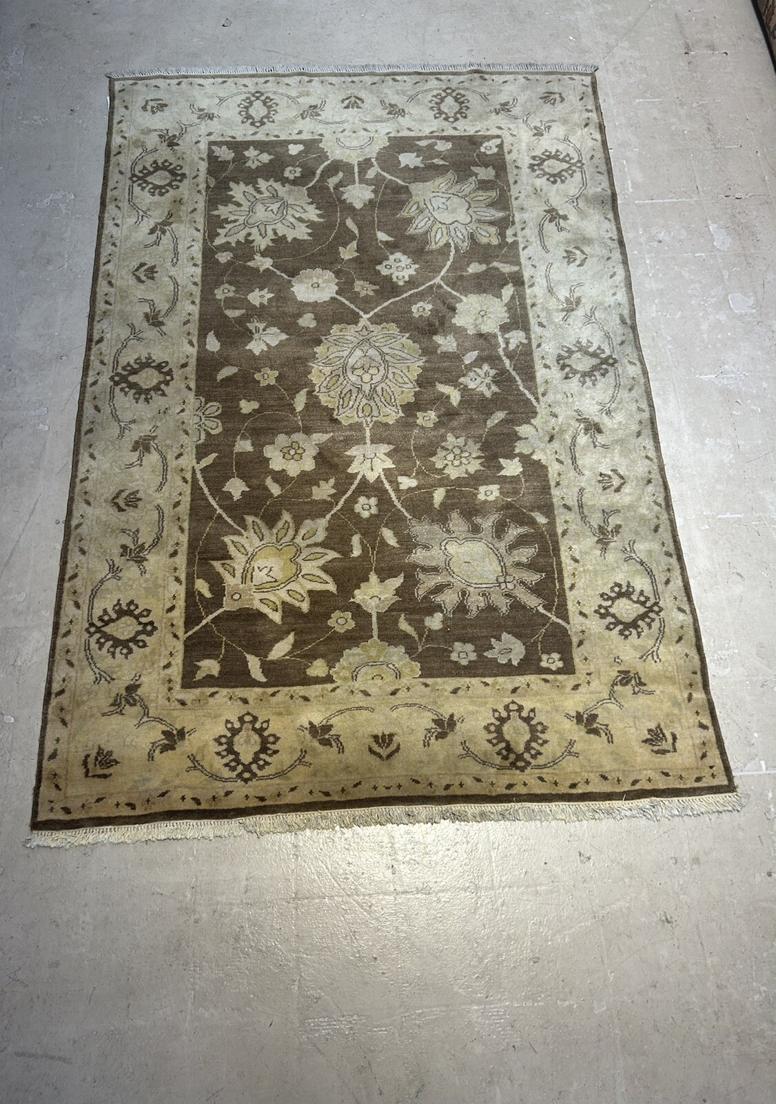 Vegetable Dye Egyptian Rug All Over Floral Handmade Wool USHAK Style Carpet gallery