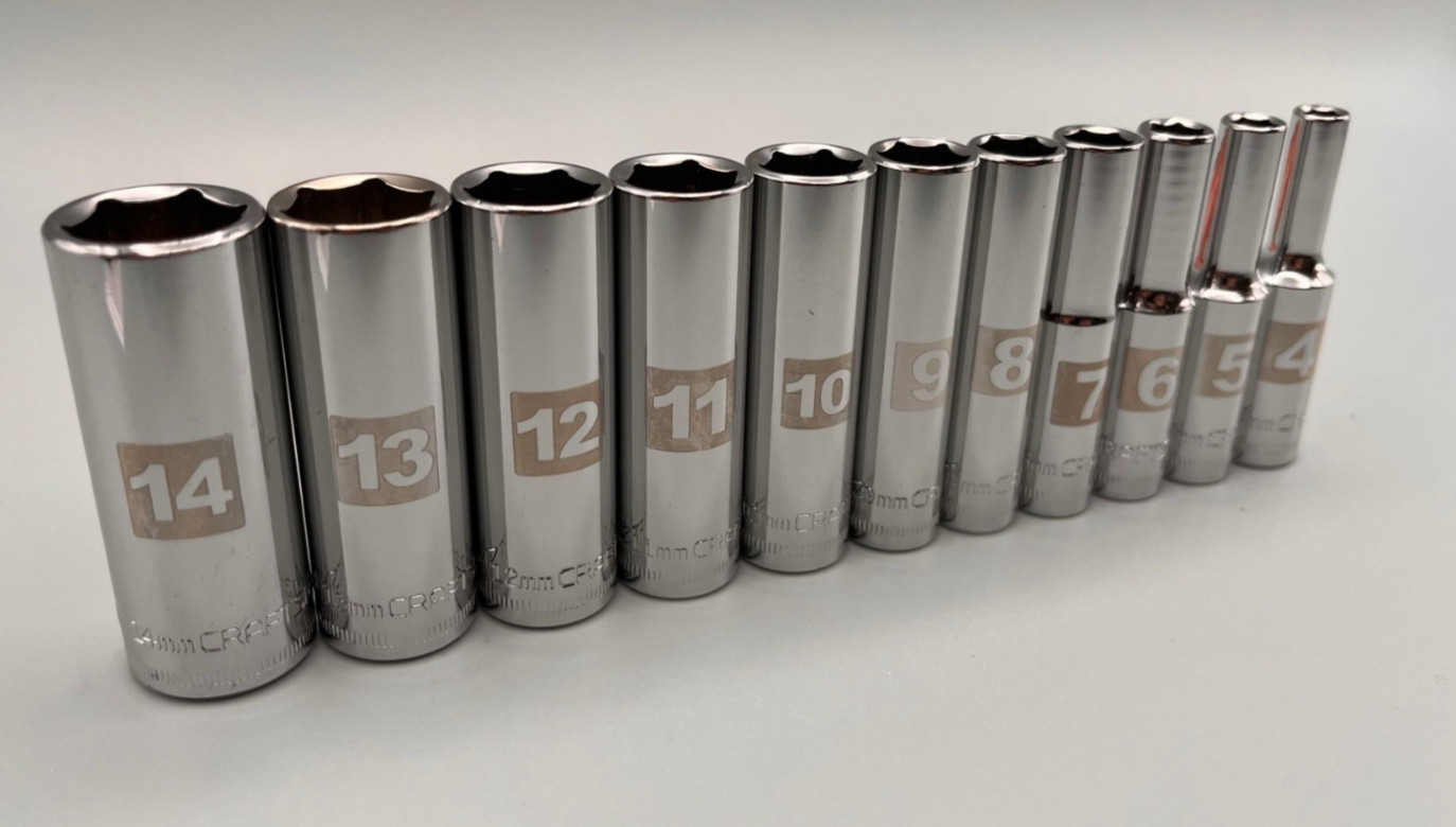 CRAFTSMAN TOOLS 11pc 1/4" Metric 6pt Socket DEEP Set 4-14 MM DUAL ETCHED gallery