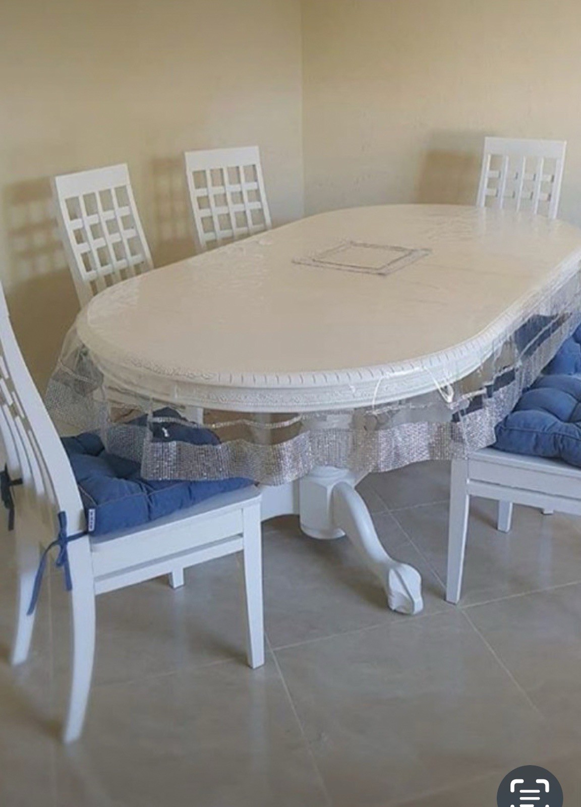 Transparent pvc (silicone) tablecloth. Size 87/53inches 0.5 mm silicone gallery